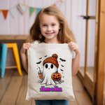 Personalizzato Carino fantasma zucca pipistrello grande tela Tote Bag con nome Dolcetto o scherzetto Regalo di Halloween per la famiglia Bambini