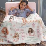 Personalised Pink Mermaid Princess Soft Blanket with Colourful Initial and Name Nursery Decor Baby Shower Birthday Gift for Girls Mermaid Lovers