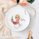 Personalizzato nascita corona di fiori personaggio dei cartoni animati Trinket gioielli piatto con nome compleanno matrimonio regalo di Natale per le donne ragazza