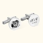 Boutons de manchette personnalisés en forme de crâne de sucre mexicain, avec initiales gravées et date du jour des morts Cadeau de mariage pour le mar