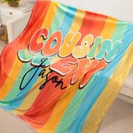 Spersonalizowany koc Rainbow Flowers Cousin Crew Family Miękki koc z imieniem Prezent urodzinowy dla chłopców i dziewczynek