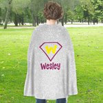 Personalised Cute Butterfly Heart Lighting Design Superhero Kid Cape with Name and Initial Halloween Costume Party Dress Up Gift for Boys Girls