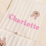 Personalised Cute Rabbit Bear Olive Leaf Large Cotton Mommy Hospital Bag with Embroidered Name Pregnancy Baby Shower Gift for Women