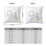 Personalisierte niedliche Peter Rabbit Bunny Floral Throw Pillow Cover mit Geburt Monat und Name Nursery Decor Baby Dusche Geburtstag Geschenk für Jungen Mädchen