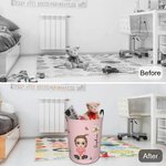 Personalisierte Double-Side Cartoon Charakter & Geburt Blume wasserdicht Wäscheaufbewahrung Korb mit Namen und Griff Geburtstag Housewarming Geschenk 