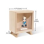 Personalized Cute Cartoon Character Wooden Clear Piggy Bank Money Box with Name Birthday Children's Day Gift for Boys Girls