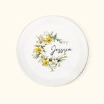 Personalised Birth Flower Ceramic Trinket Jewellery Dish with Name Desk Decor Birthday Wedding Bridal Gift for Women