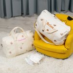Personalised Cute Rabbit Bear Olive Leaf Large Cotton Mommy Hospital Bag with Embroidered Name Pregnancy Baby Shower Gift for Women