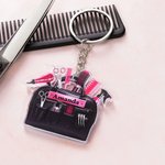 Personalized 3D Scissor Hairdryer Hair Kit Design Acrylic Keychain with Name Birthday Christmas Appreciation Gift for Hairstylist