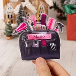 Personalized 3D Scissor Hairdryer Hair Kit Design Acrylic Ornament with Name Birthday Christmas Appreciation Gift for Hairstylist