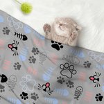 Personalized Cute Paw Bone Soft Pet Throw Blanket with Name Birthday Christmas Gift for Cat Dog Pet Lovers