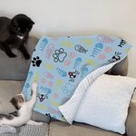 Personalized Cute Paw Bone Soft Pet Throw Blanket with Name Birthday Christmas Gift for Cat Dog Pet Lovers