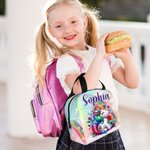 Personalised Cute Rainbow Floral Fantasy Unicorn Insulated Lunch Bag with Name Birthday Back to School Picnic Gift for Kids Unicorn Lovers