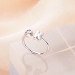 Personalizado lindo 3D Burbuja Letra Birthstone Anillo Ajustable Dainty Joyería Cumpleaños Aniversario Regalo para Mujeres Niñas