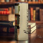 Personlig Vintage Bokhylla Böcker 20oz Skinny Tumbler med halm Namn Födelsedag Läsning Present för bokälskare Bookworm