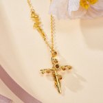 Gepersonaliseerd Geboortebloem Kruis Vrouwen Ketting met Naam Religieus Sieraad Doop Verjaardag Cadeau voor Christelijke Moeder Oma
