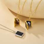 Personligt minimalistiskt vintagehalsband emaljerad bokformad liten box perfekt födelsedags eller jubileumspresent för kvinnor