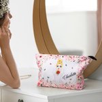 Personalisierte niedlichen Cartoon-Charakter floralen Kord Make-up Tasche Tasche mit Namen Hochzeit Braut Dusche Geschenk für Braut Brautjungfer