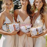 Personalisierte niedlichen Cartoon-Charakter floralen Kord Make-up Tasche Tasche mit Namen Hochzeit Braut Dusche Geschenk für Braut Brautjungfer