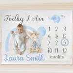 Spersonalizowany koc z imieniem Tęczowa żyrafa Miesięczny kamień milowy Koc z imieniem Dekoracja przedszkola Rekwizyt fotograficzny Baby Shower Prezent urodzinowy dla niemowląt Chłopcy Dziewczynki