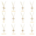 Gepersonaliseerd Geboortebloem Kruis Vrouwen Ketting met Naam Religieus Sieraad Doop Verjaardag Cadeau voor Christelijke Moeder Oma