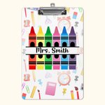 Personalized Colourful Crayon Design Portable Clipboard with Name School Essentials Back to School Teacher's Day Gift for Teacher