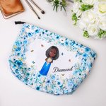 Personalisierte niedlichen Cartoon-Charakter floralen Kord Make-up Tasche Tasche mit Namen Hochzeit Braut Dusche Geschenk für Braut Brautjungfer