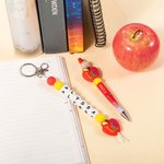 Personalized Pencil Apple Design Breaded Pen Keychain Set with Name Teacher Appreciation Back to School Gift for Teacher 5