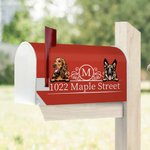 Personalized Multicolor Cartoon Dog Cat Magnetic Mailbox Cover Sticker with Initial and Address Garden Outdoor Decor Housewarming Gift for Pet Lovers