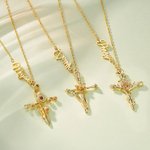 Gepersonaliseerd Geboortebloem Kruis Vrouwen Ketting met Naam Religieus Sieraad Doop Verjaardag Cadeau voor Christelijke Moeder Oma