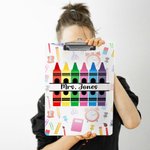 Personalized Colourful Crayon Design Portable Clipboard with Name School Essentials Back to School Teacher's Day Gift for Teacher