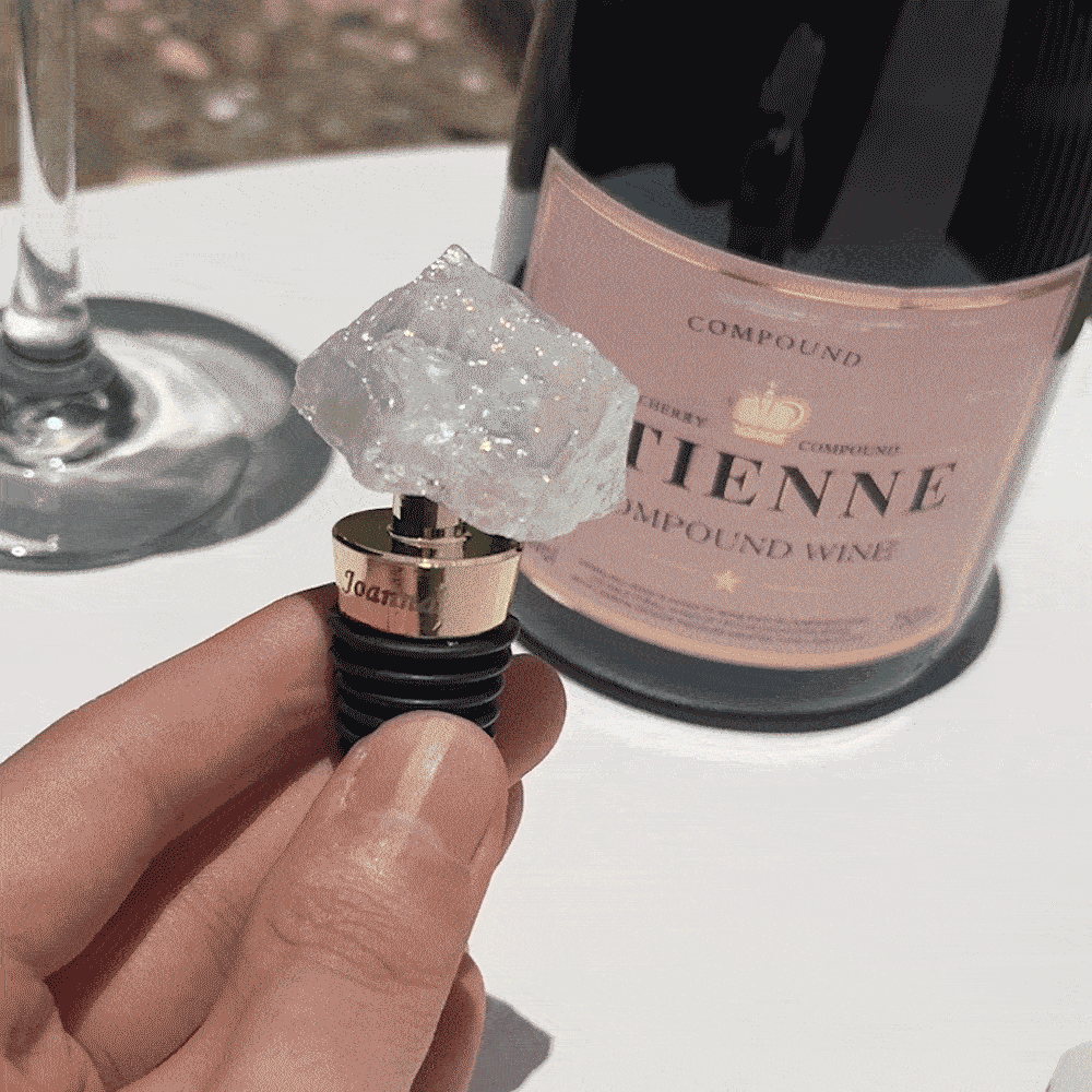 Bouchon de Bouteille en Cristal Personnalisé avec Nom Cadeau Mariage Fête pour Amateur de Vin Whisky et Champagne