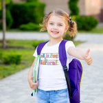 Personalized Cute Alphabet 100% Cotton Kid T-Shirt with Initial and Name First Day of School Outfit Back to School Gift for Boys Girls