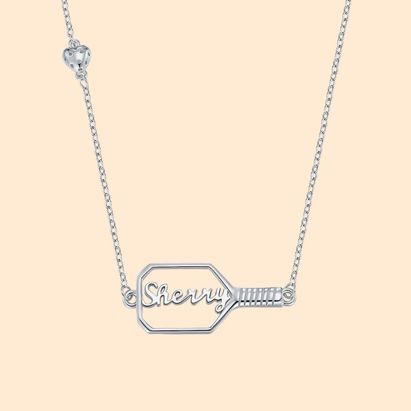 Collier de Pickleball personnalisé avec raquette et coeur 3D Cadeau d'anniversaire pour les amoureux du Pickleball