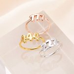 Spersonalizowany numer anioła Pozytywne znaczenie 3D Bubble Letter Ring Dainty Biżuteria Urodziny Rocznica Wdzięczność Prezent dla kobiet Dziewczyny
