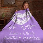 Personalized Family Will Always Be Connected By Heart Family Blanket with 1-24 Names Soft and Warm Birthday Housewarming Gift for Family