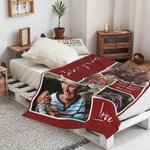 Personalized Family Love 4 Photos Collage Soft Throw Blanket with Text Home Decor Mother's Day Gift for Family