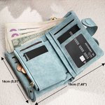 Personalisierte PU-Leder Cartoon-Figur Dreifach-Geldbörse mit Namen Geburtsblume Schlaufe Mehreren Fächern Portemonnaie Geschenk für Damen Mädchen