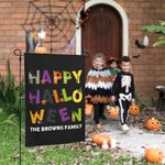 Drapeau de Jardin Personnalisé avec Texte Thème Happy Halloween Décoration de Jardin Cadeau Halloween Fête pour Famille