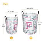 Personalized Colorful Initial Name Word Cloud Large Capacity Collapsible Laundry Storage Basket with Handle Birthday Housewarming Gift for Boys Girls