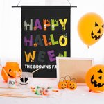 Drapeau de Jardin Personnalisé avec Texte Thème Happy Halloween Décoration de Jardin Cadeau Halloween Fête pour Famille