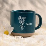Personalized Engraved Birth Flower Bouquet Ceramic Mug with Name Birthday Gift for Women