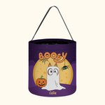 Gepersonaliseerde 1-6 Booey Ghosts Naam Snoepemmerzak met Handvat Herbruikbare Halloween Trick or Treat Feestartikelen Cadeau voor Kinderen Familie