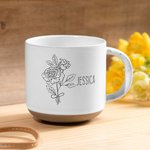 Personalized Engraved Birth Flower Bouquet Ceramic Mug with Name Birthday Gift for Women