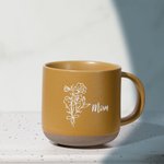 Personalized Engraved Birth Flower Bouquet Ceramic Mug with Name Birthday Gift for Women