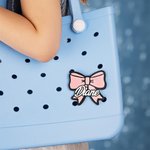 Personalisierte 3D Effekt Cheer Bow Tasche Charm Button mit Namen Zubehör für Bogg Team Cheering Geschenk für Frauen Mädchen Cheerleader