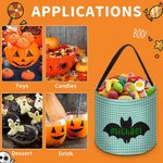 Personlig Fladdermus Pumpa Svart Katt Rutnät Bus eller godis Godishink med handtag Återanvändbar Halloween Partytillbehör Present till barn