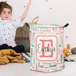 Personalized Colorful Initial Name Word Cloud Large Capacity Collapsible Laundry Storage Basket with Handle Birthday Housewarming Gift for Boys Girls
