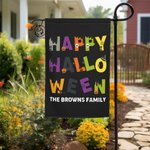 Drapeau de Jardin Personnalisé avec Texte Thème Happy Halloween Décoration de Jardin Cadeau Halloween Fête pour Famille