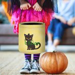 Personlig Fladdermus Pumpa Svart Katt Rutnät Bus eller godis Godishink med handtag Återanvändbar Halloween Partytillbehör Present till barn